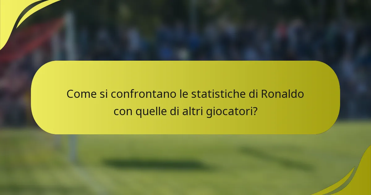 Come si confrontano le statistiche di Ronaldo con quelle di altri giocatori?