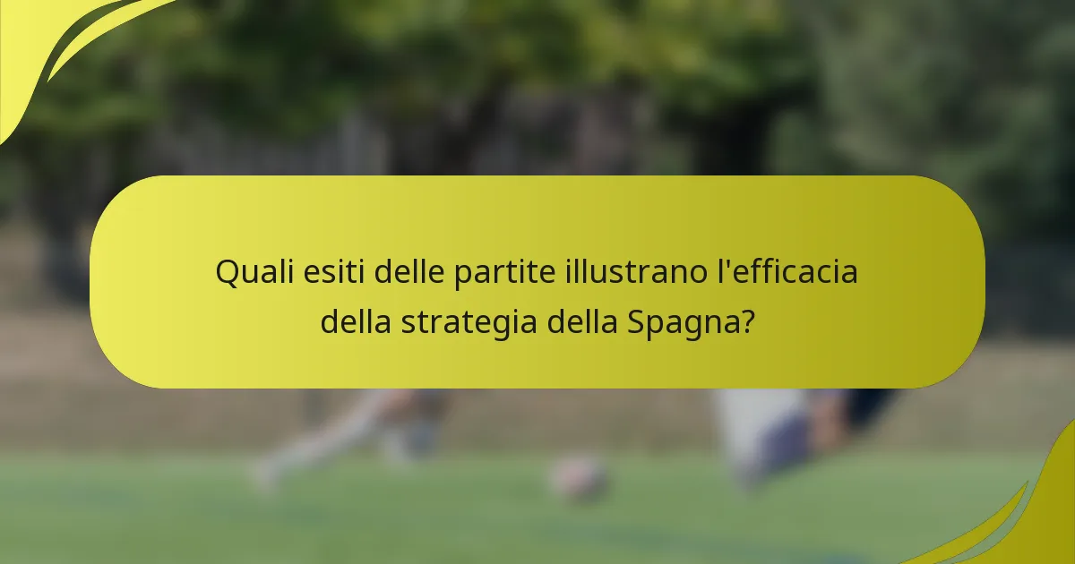 Quali esiti delle partite illustrano l'efficacia della strategia della Spagna?