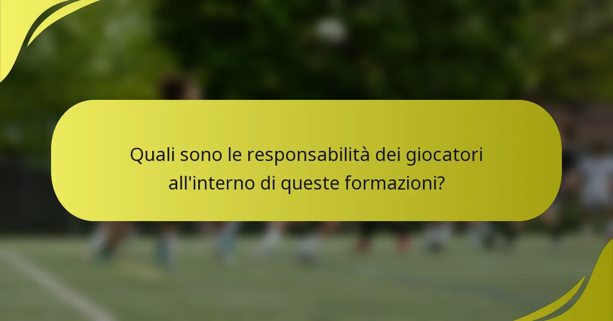 Quali sono le responsabilità dei giocatori all'interno di queste formazioni?